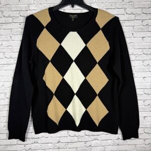 Charter Club Argyle 100% Cashmere Sweater, Size XL